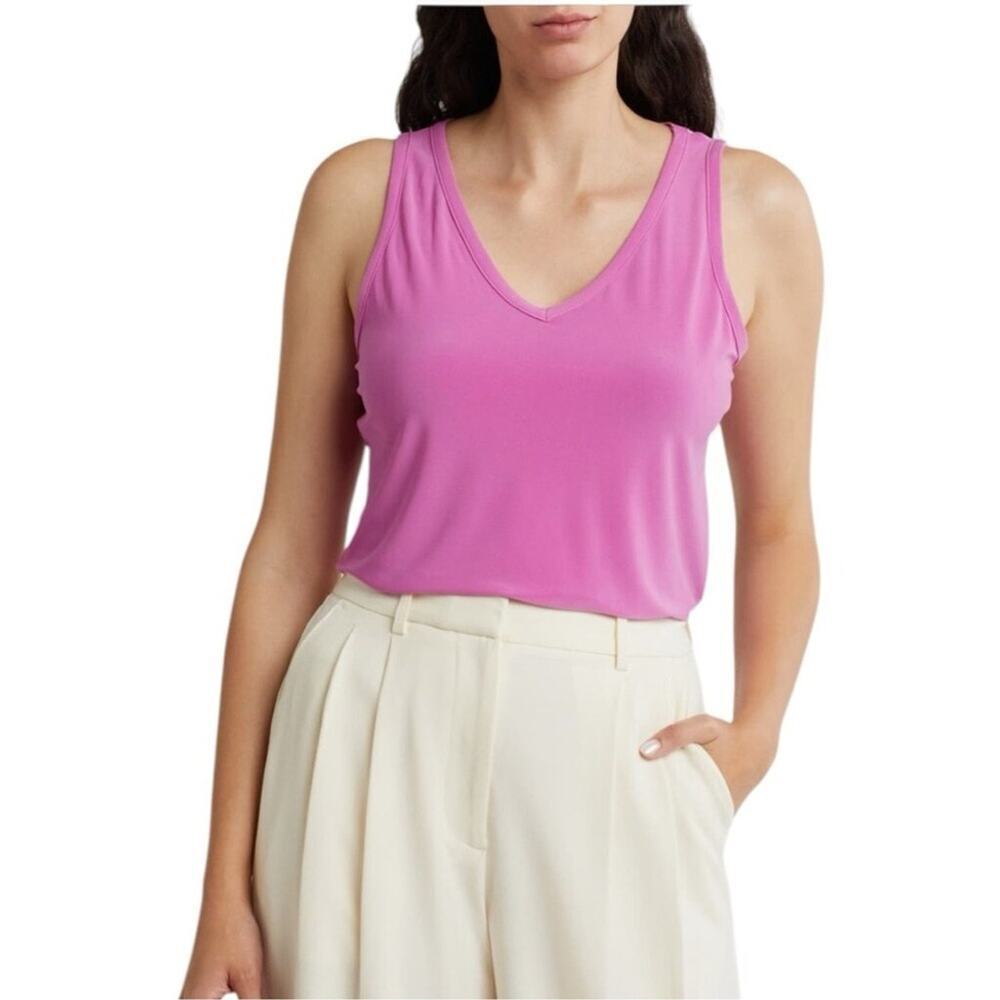 Vince Camuto Orchid Pink Split Back V-Neck Tank Top Blouse NWT M